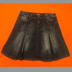 Vintage Plastic by Gly denim skirt with pleats EUC